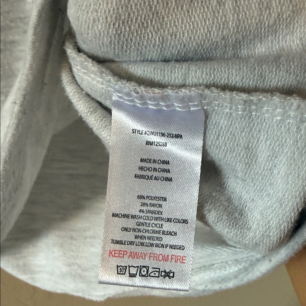 Rae Dunn Blessed Hoodie Sweatshirt Heather Gray Red Script Drawstring Small - Picture 4 of 10